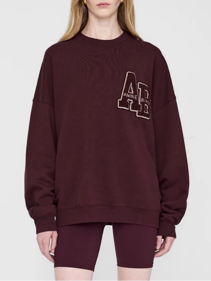 Anine Bing - Miles Oversized Letterman Sweatshirt In Dark Burgundy